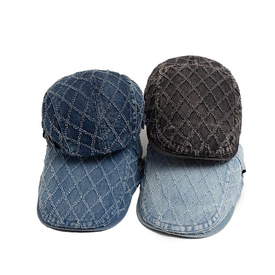 Denim Plaid Vintage Men Berets Washed Cotton Women's Beret Retro Casual Solid Color Flat Cap Summer Sun Visor Cap Adjustable