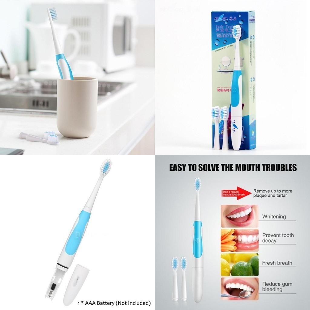 Electric Toothbrush Whitening Ultra Sonic Toothbrushes With 3 Replacement Brush Heads Removes 100% Of Plaque