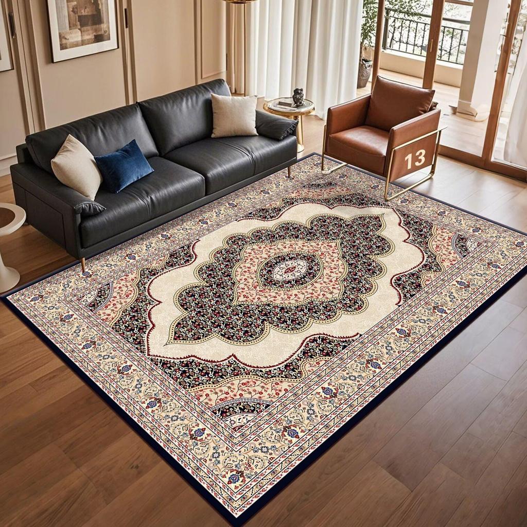 Retro Persian American Carpet Large Area Living Room Decoration Home Ethnic Style Bedroom Rug Cloakroom Lounge Soft Mat Washable