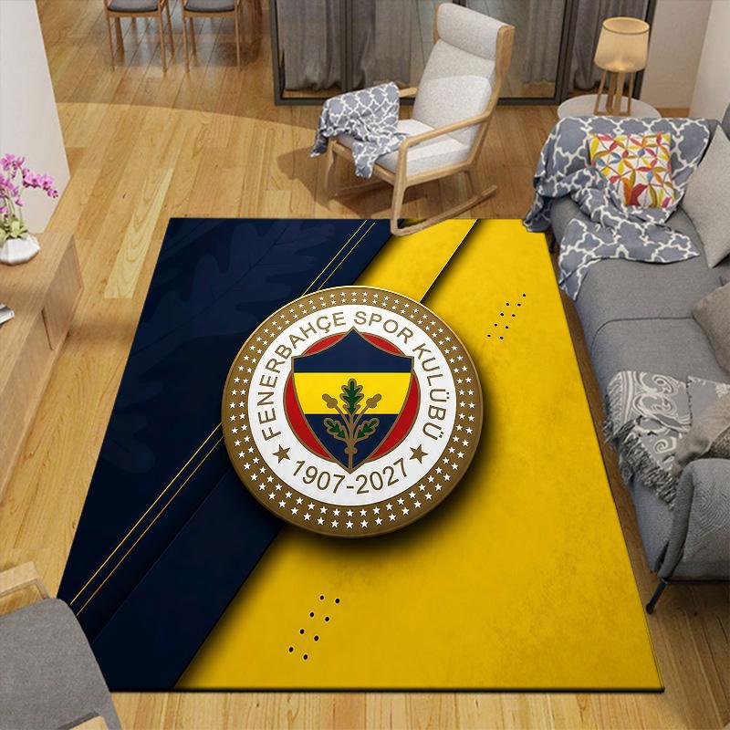 Fenerbahçe Flannel Pattern Square Carpet,Area Rug,Carpet Rug for Living Room Bedroom Sofa Playroom Decor,Non-slip Floor Mat