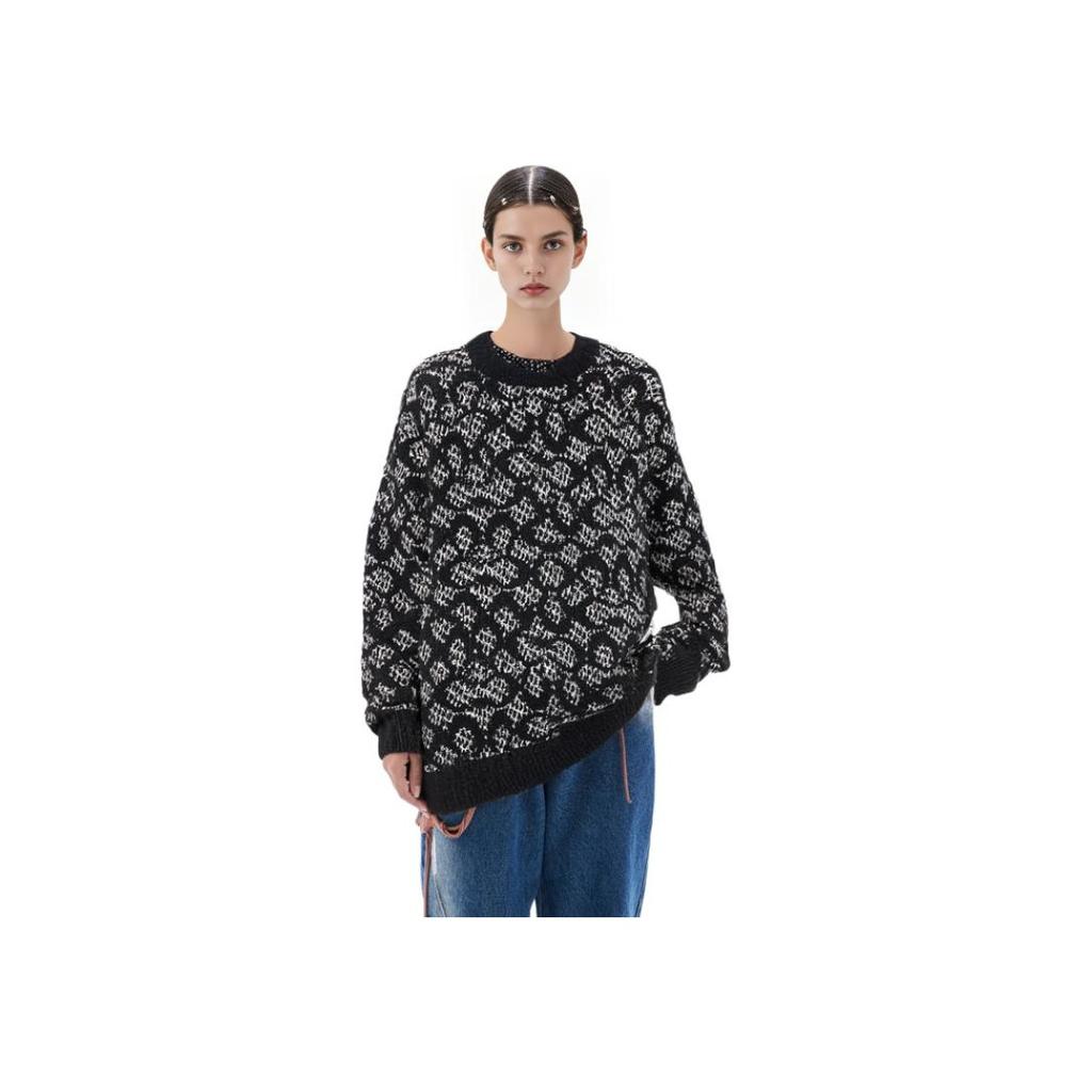 Coach FW22 Pattern Printed Loose Casual Crew Neck Long Sleeve Sweatshirt Women Sweatshirt Black CF886-BK-BR