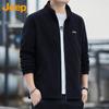 Jeep Men's Autumn/Winter Fleece Stand-Collar Cardigan