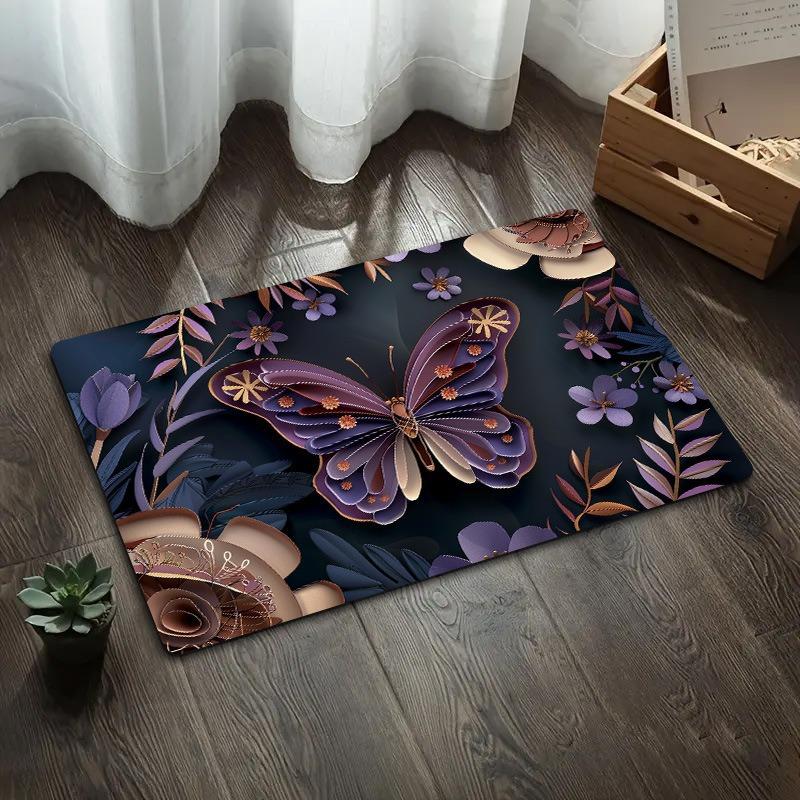 3D Butterfly Carpet Floor Mat Anti Slip Bathroom Entrance Door and Foyer Floor Mat