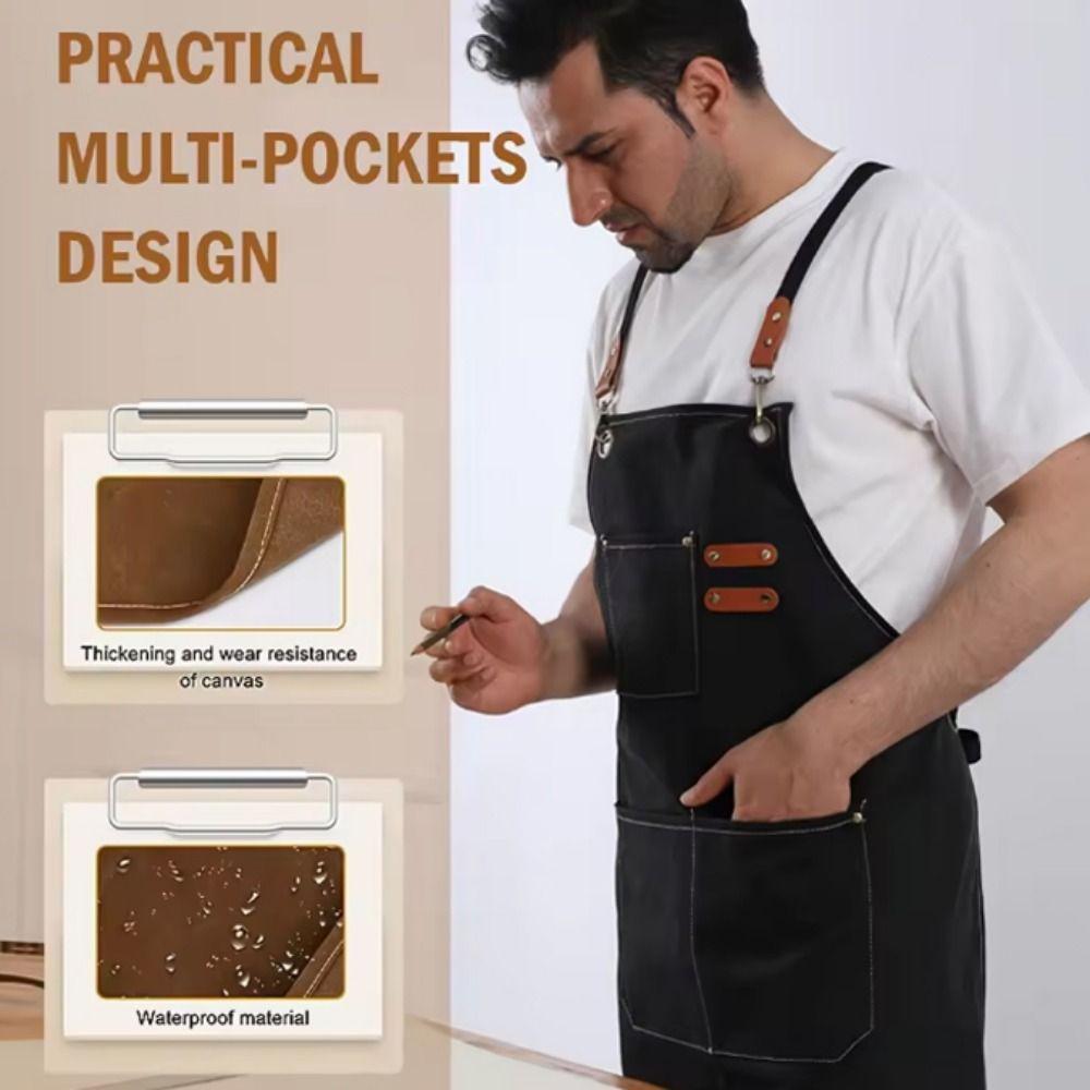 Lightweight Kitchen Apron Oil-proof Barista Apron Practical Canvas Apron  Beauty Nails Studios