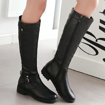 Vintage Zipper Knee High Boots Women Winter Shoes Black Low Heels Autumn Women's High Riding Boot Tall Long Shoes Large Size