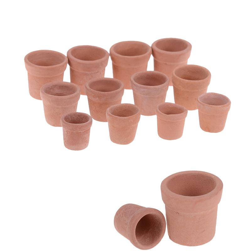 7/12pcs Mini Red clay Flowerpot Simulation Garden Flower Pot Model Toy For 1/12 Dollhouse Miniature Doll Houses Accessories