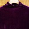 Vintage Women's Velvet Long-sleeve T-shirt Autumn/Winter Embroidered Turtleneck Velvet Blouse Stretch Pullover