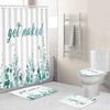 Creative Fashion Series Shower Curtain Floor Mat Combination Four-Piece Set Bathroom Toilet Carpet Shower Room Mat Foot Mat