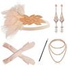 1920s Flapper Headband & Accessory Set: Feather Headband, Necklace, Gloves, Cigarette Holder, and Earrings for Ball Theme Parties & Annual Meetings.