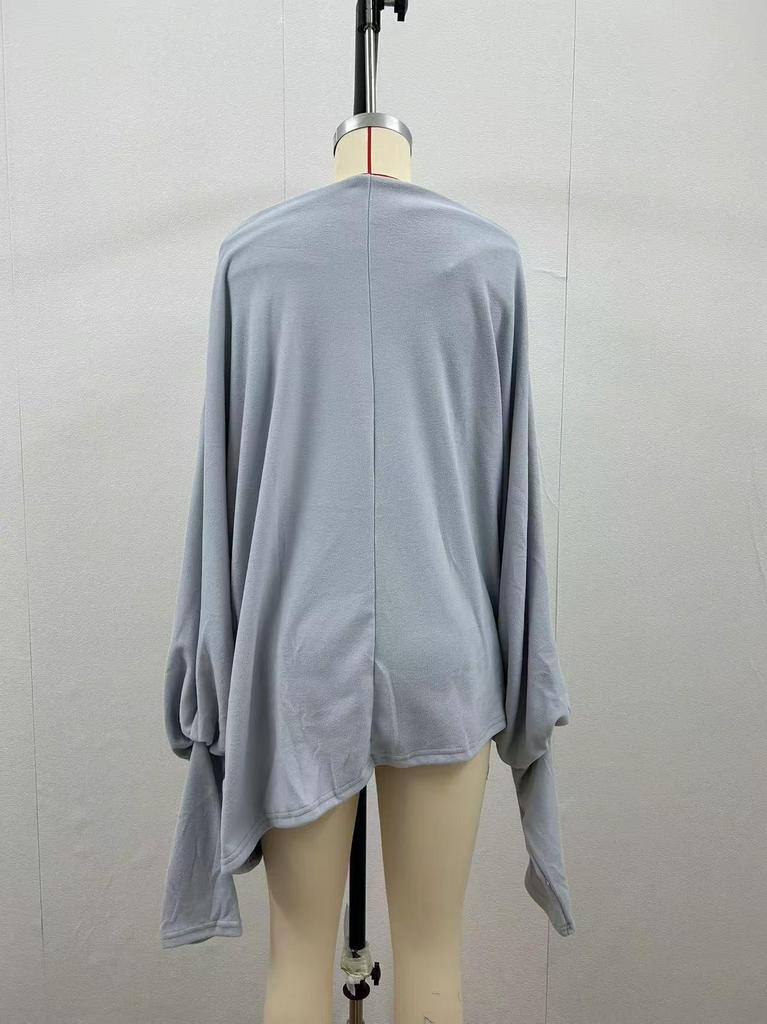 2026 Autumn/Winter Solid Color Round Neck Long Sleeve Knit Pleated Pullover