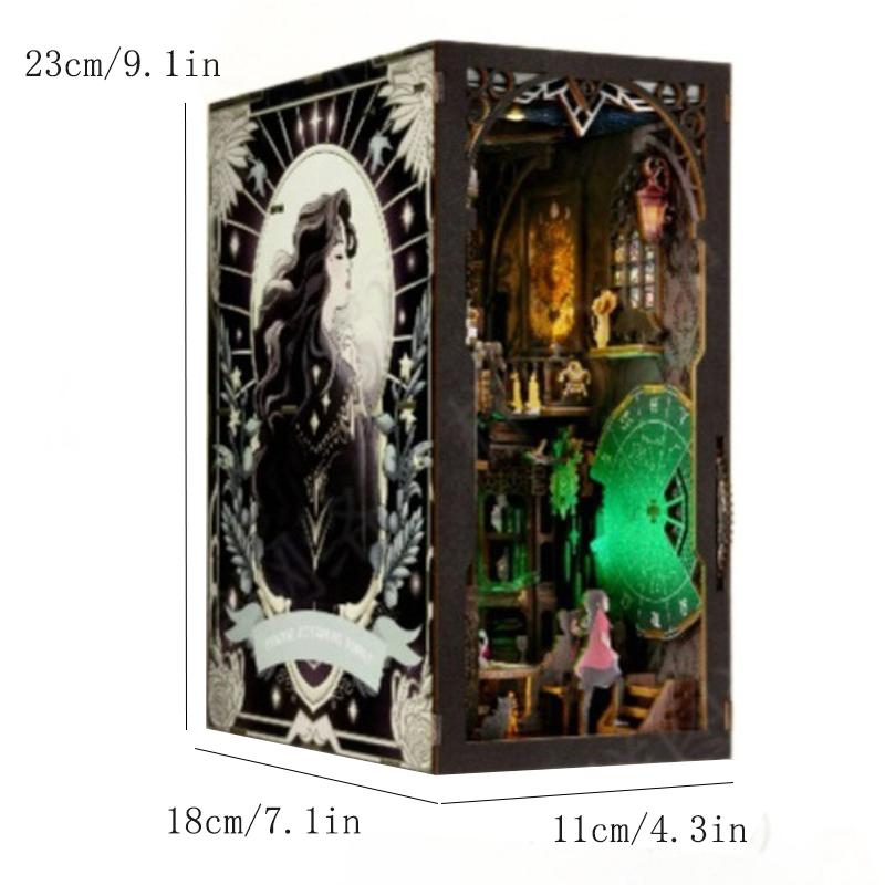 DIY Book Nook Kit Magic House Wooden 3D Puzzle Bookshelf Insert Decor Dollhouse Model Bookend Building Home Decoration Gifts