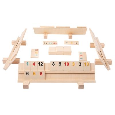 Set de Rummy de Madera Tamaño Viaje Juego de Rummy Multijugador Juegos de Mesa para 2-4 Personas Juego de Fiesta para Familia Adultos Niños