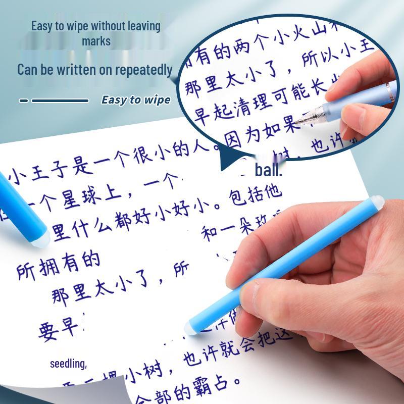 Crystal Blue Heat Erasable Refillable Gel Pen - Perfect for 3rd-5th Grade Students, Press-to-Erase Magic Rub, Easy to Use.