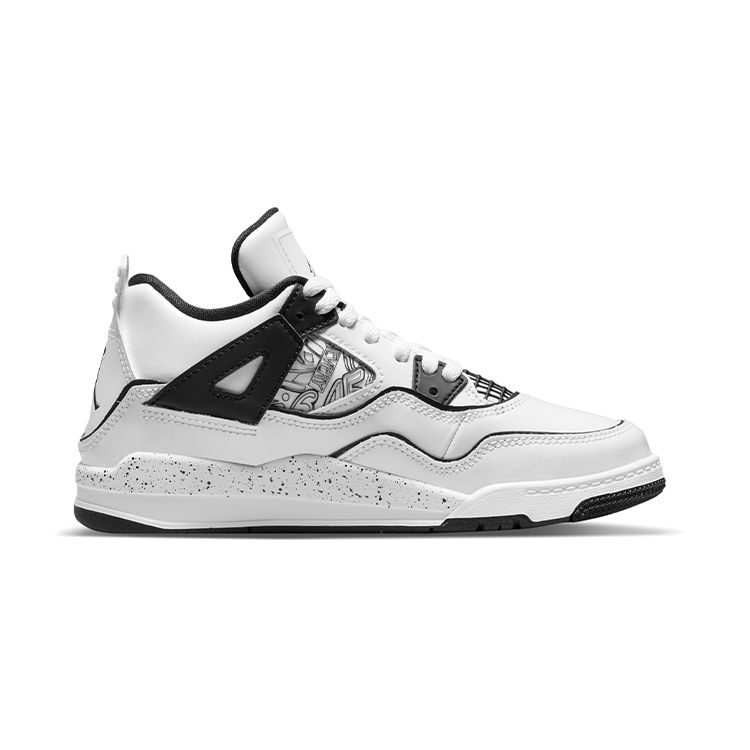 Air Jordan 4 Retro PS DIY Kinder Sneaker Weiß Schwarz Volt DC4100-100
