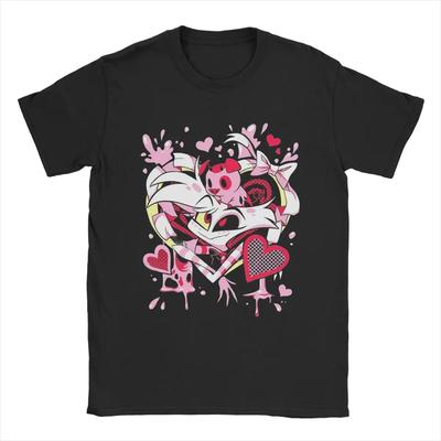 Men's T-Shirts Hazbins Hotels Angel Dust Novelty 100% Cotton Tees Short Sleeve T Shirt Crewneck Tops Big Size