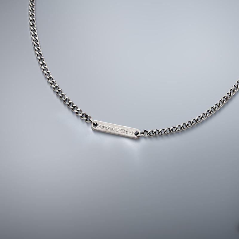 Emporio Armani Hip Hop Cool Fashion Versatile Cuban Link Stainless Steel Necklace Men necklace Silver EGS3188040