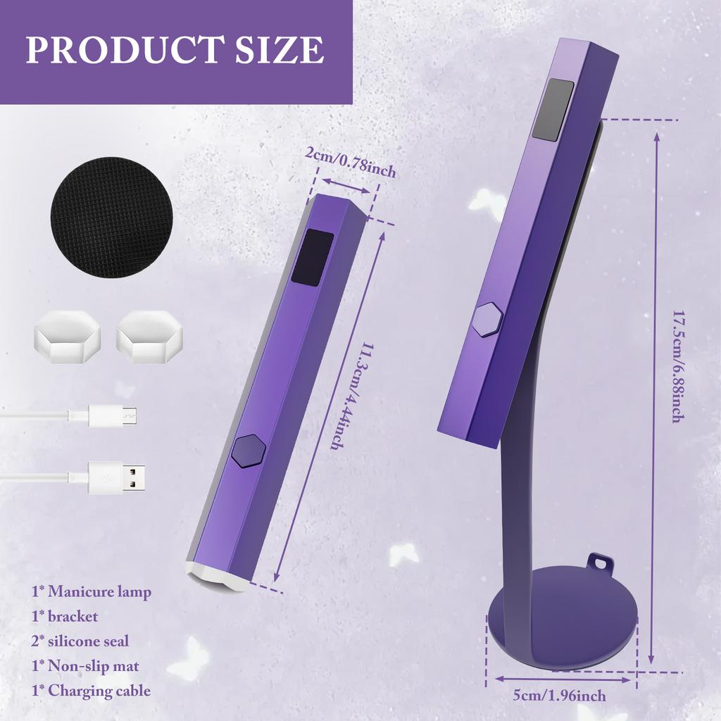 Mini Nail Lamp Portable Small Nail Curing Light with Stand 3W USB Rechargeable Manicure Dryer Gel Lamp for Manicure Salon Women