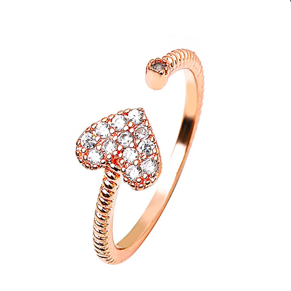 Trendy Diamond Butterfly Heart Open Ring - Unique Musical Note Design for Couples