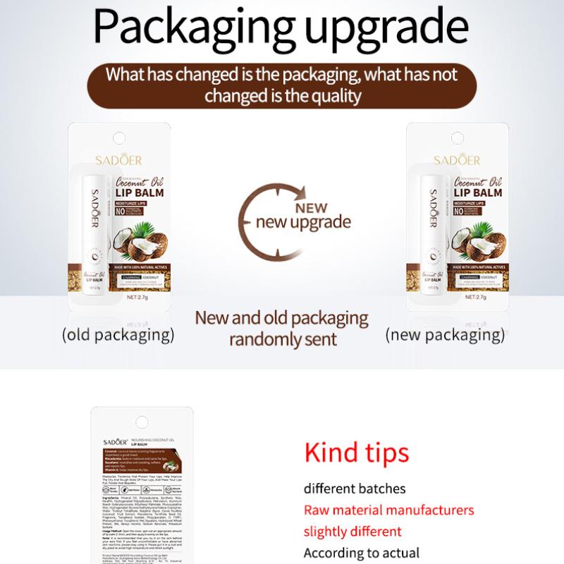 Kokosnuss Lippenbalsam 2,7gSADOER Feuchtigkeitsspendend Feuchtigkeitsspendend Feuchtigkeitsspendend Anti-Rissbildung Lippenbalsam