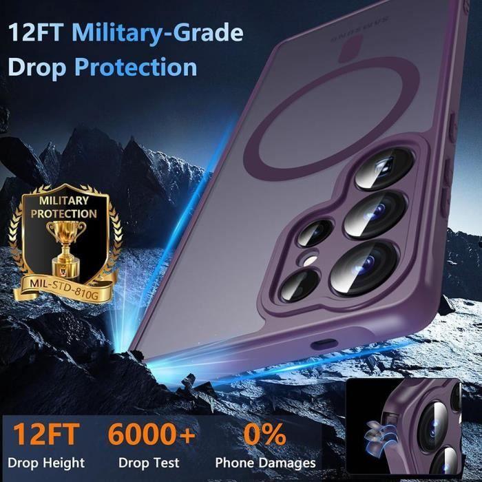 Coque pour Samsung Galaxy S25 Ultra, Protection avec Cerle Magnétique et Vitre Caméra Anti-Rayures Antichoc - Violet