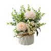 Artificial Flower Plant Potted Vase Imitation Flowers Ceramic Hemp Rope Set Wedding Home Office Party Decoration