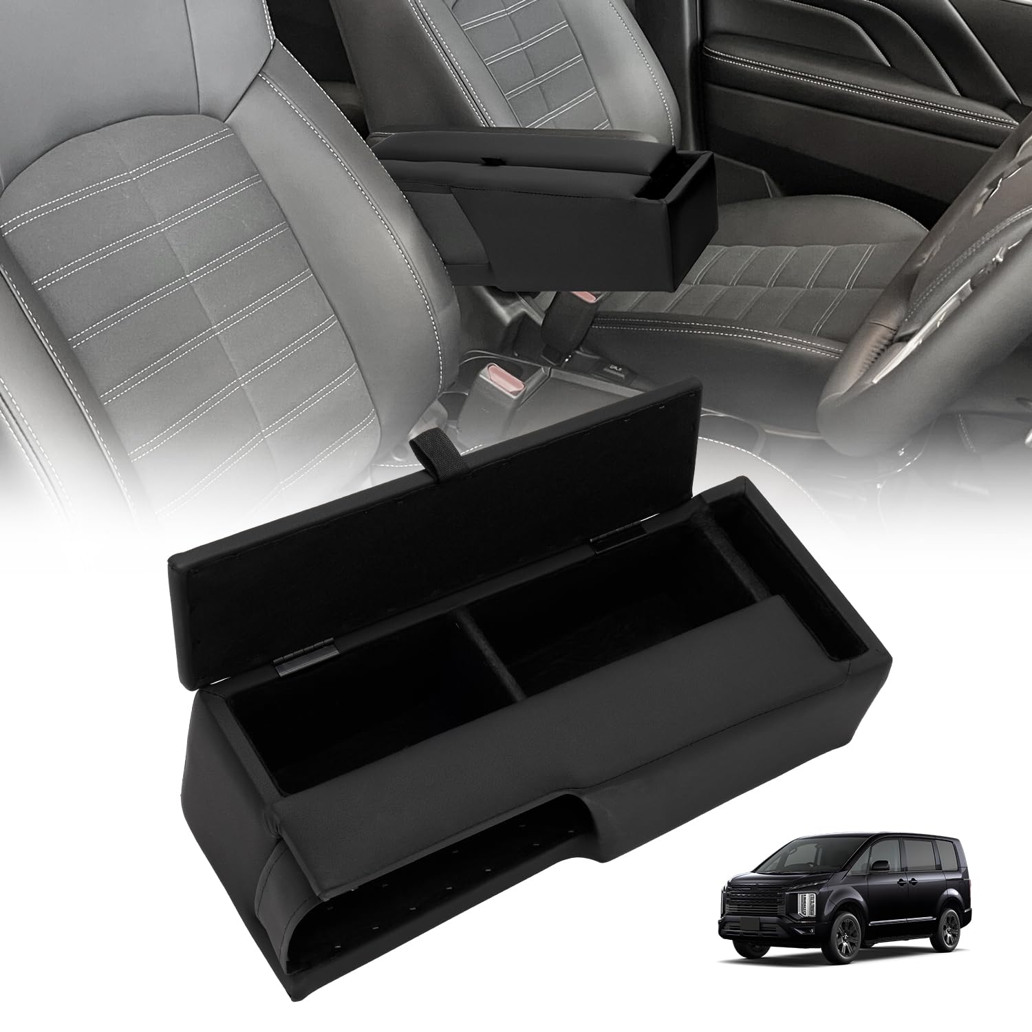 

Auto Spec Mitsubishi Delica D5 посвященный подлокотник сиденье хранение сиденья рука CV1W CV2W CV4W салон автомобиля кастомные детали D5 (поздняя модель) консоль, водительский чёрный