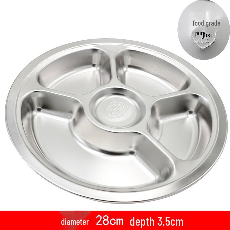 Morona 28cm Stainless Steel 5-Compartment Divided Dinner Plate