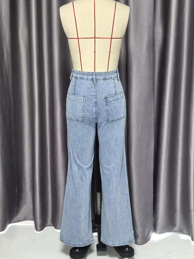 Women's Denim Classic Versatile High Waist Fashionable Trousers