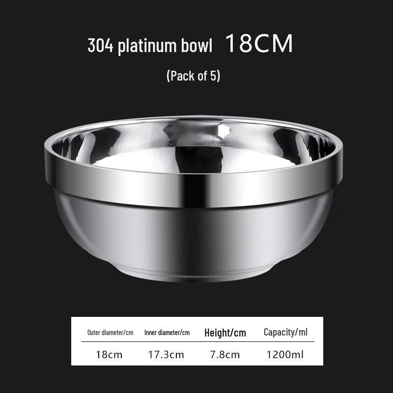 304 Stainless Steel Double-Layer Insulated Bowls