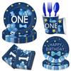 Boy Blue First Birthday Party Tableware Disposable Paper Plates Paper Cups Paper Towels Party Supplies Set