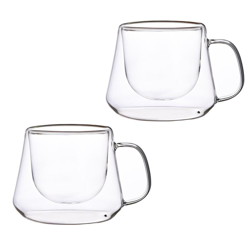 200ML Double Wall Glass Coffee Mug Diamond Shape Transparent Glass cup Heat-resistant Espresso Cup Latte Tea Water Beer Cups