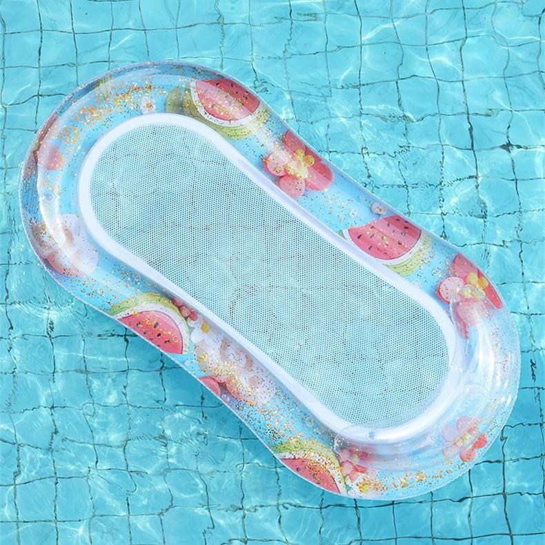 Flotteur Gonflable à Paillettes Hamac d'eau Chaise Flottante Fraise Florale pour Adultes Siège de Bouée Flottante Tapis de Plage