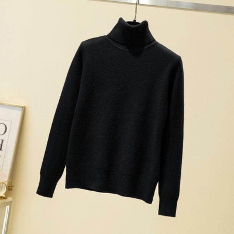Pulover de damă de toamnă și iarnă Pulover din tricot Pulover cu gât înalt Pulover gros Cămașă cu fundul cald Topuri cu mânecă lungă