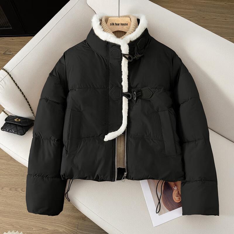 Sibaishai Women s Color Block Stand Collar Padded Jacket L