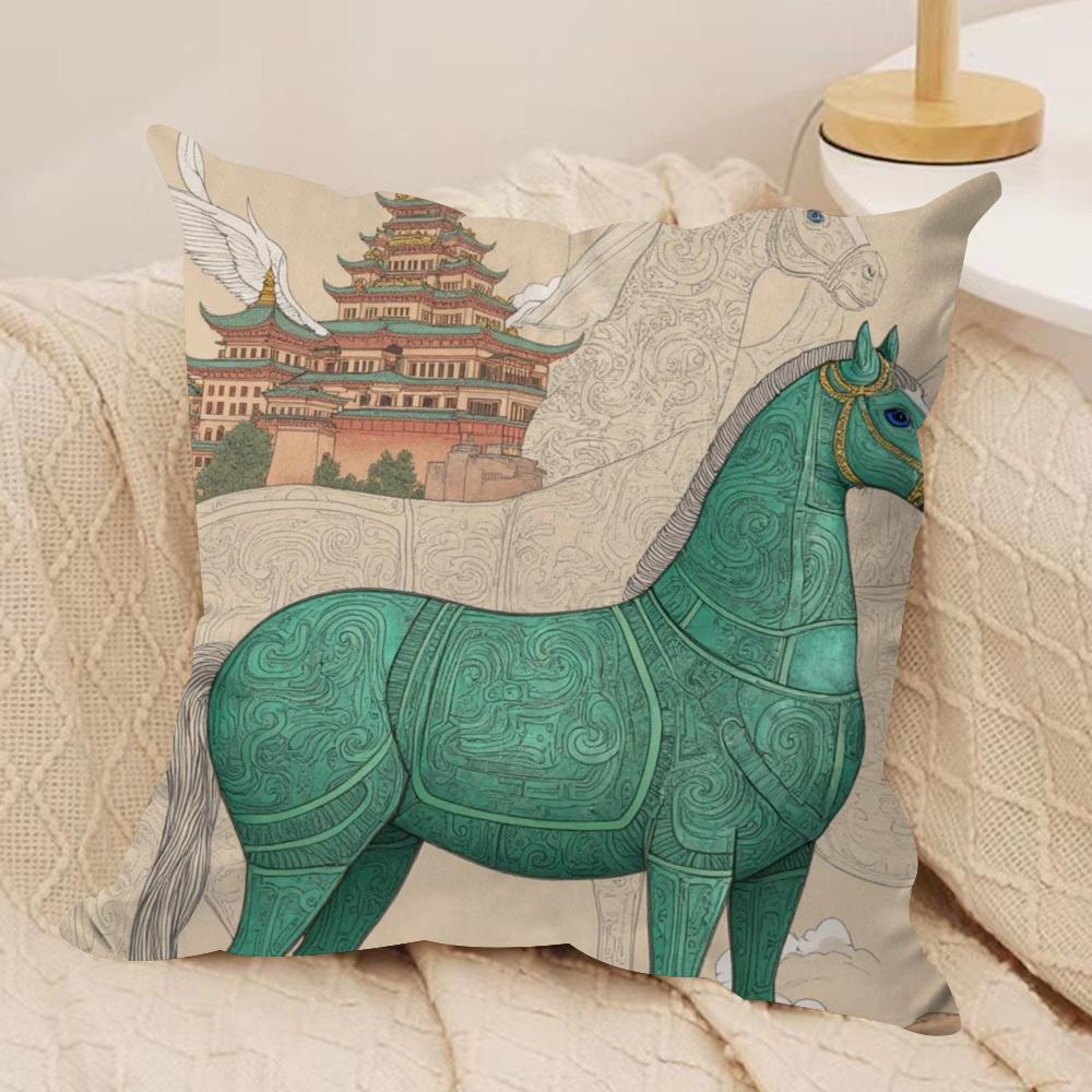 Luxury Dream Pegasus Cushion Cover Silky Short Plush DoubleSided Printed Pillow Case for Sofa All Seasons Home Decor Gift