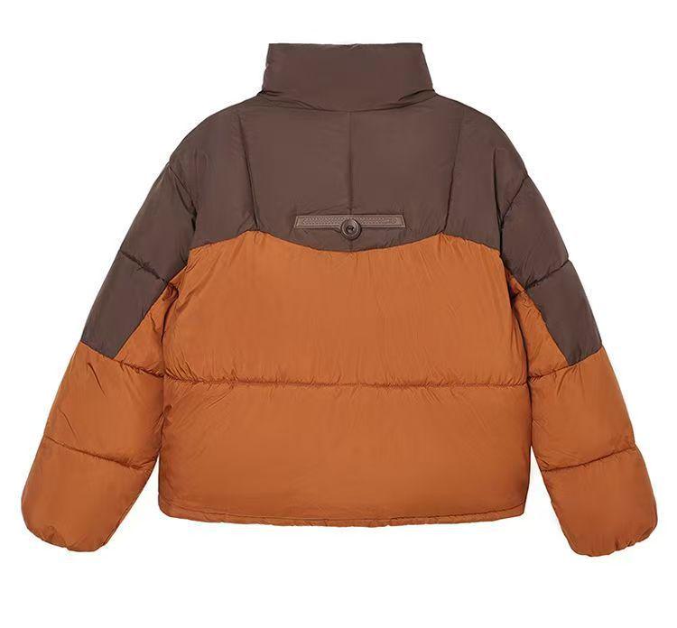 Women's 2025 Winter Fashion Slim Color Block Cotton Coat - Small Size, Thick, and Warm