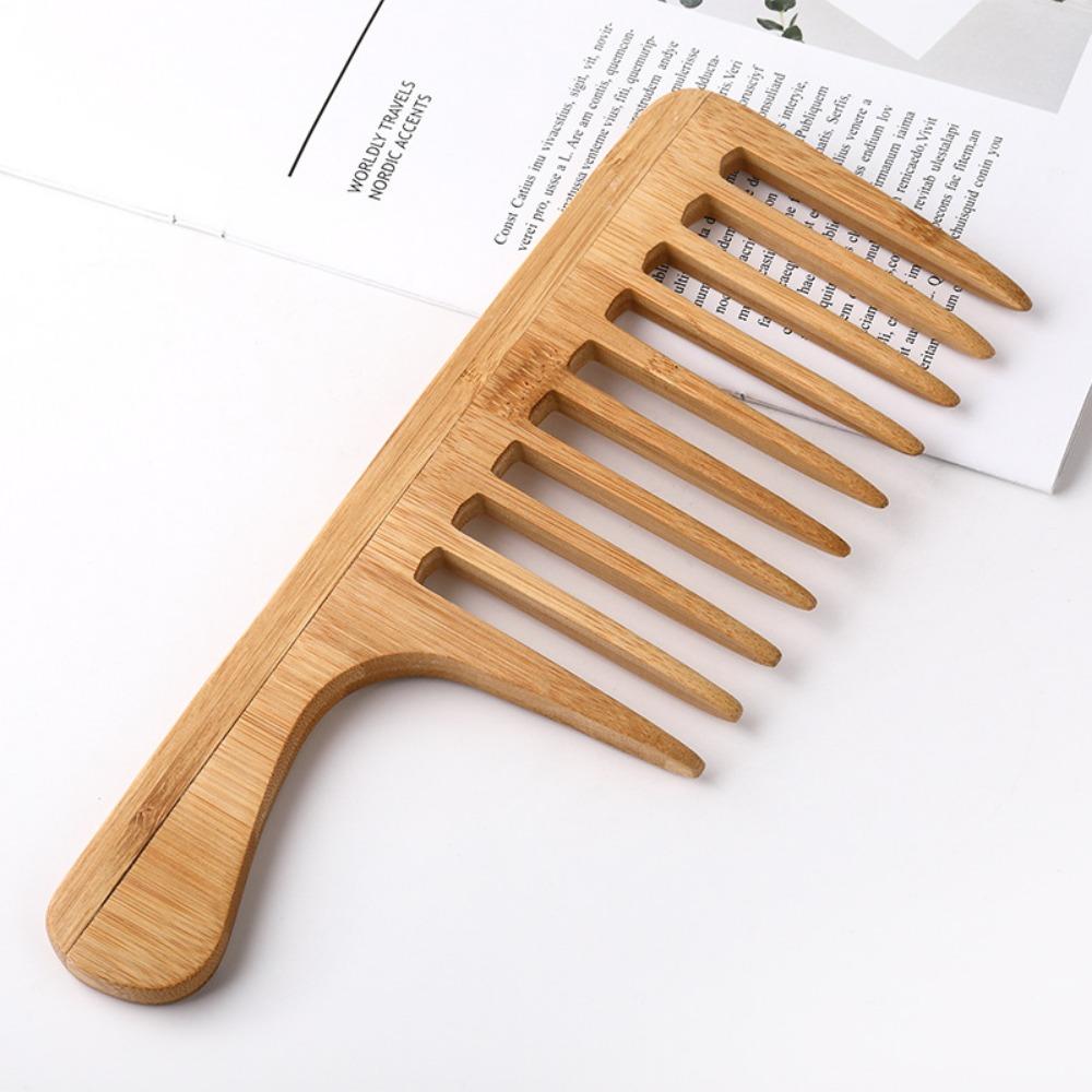 1PCS Natural Large Toothed Comb Barber Hair for Men Anti-Static Women Styling Combs Bamboo Hairdressing Tools Hair Texture Brush