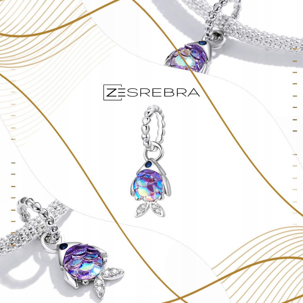 Holographic Fish Charms, 925, Opal Fish Pendant Bead