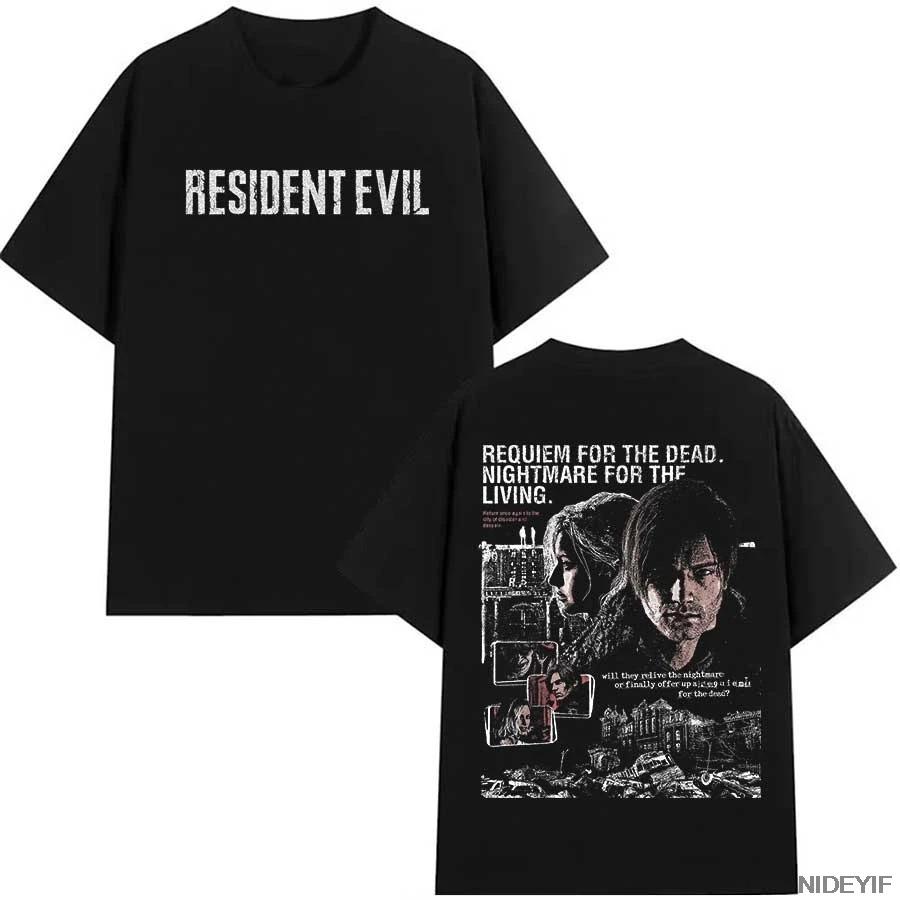 Resident Evil Biohazard Game T-shirt for Men Women Leon Kennedy 100% Cotton T Shirts Tops Oversized Y2k Clothing