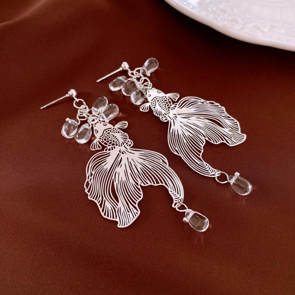 

Koi Carp Pendant Goldfish Earrings Accessories Metal Dangle Earrings Goldfish Eardrop Women серебряный