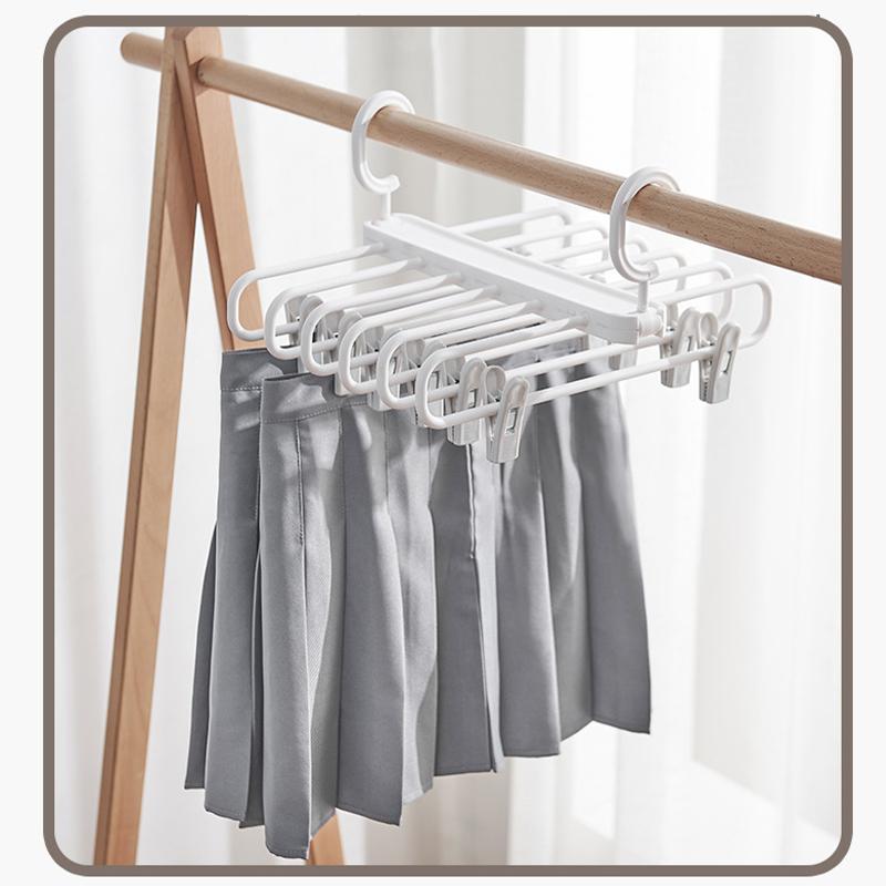 1PCS Folding Trouser Hanger,Retractable Magic Skirt Rack with Adjustable Clip,Multi-functional Organizer Racks for Pants Bra