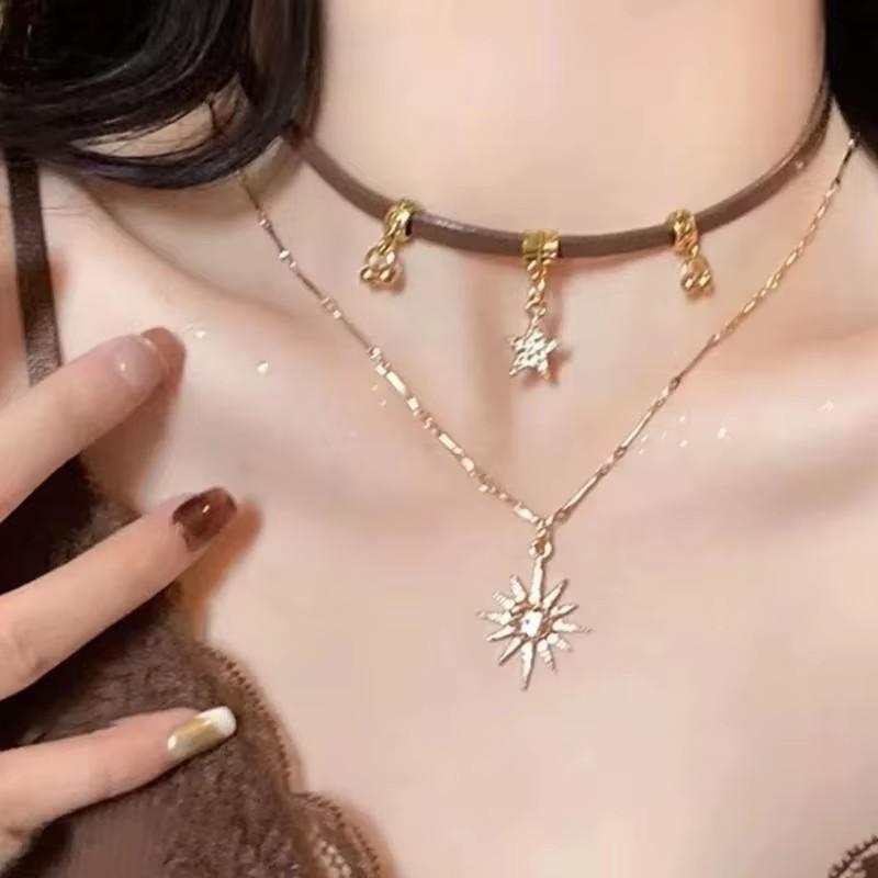 Punk Charm Sun Cross Butterfly Pendants Choker Chain Necklace For Men Women Trendy Y2K EMO Hip Hop Grunge Accessories Jewelry