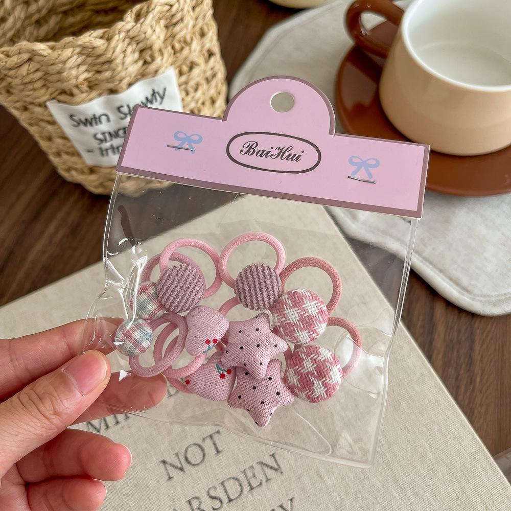 Neue Kinder lieben Karomuster Rundes Bohnen Haarband Gummiband Basic Hochelastisches Gummiband Kinder Einfaches Haarband