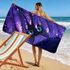 Black Cat In Lavender Field Design Beach Towel Quick-drying for Travel Outdoor Sports Jogging Beach and Swimming