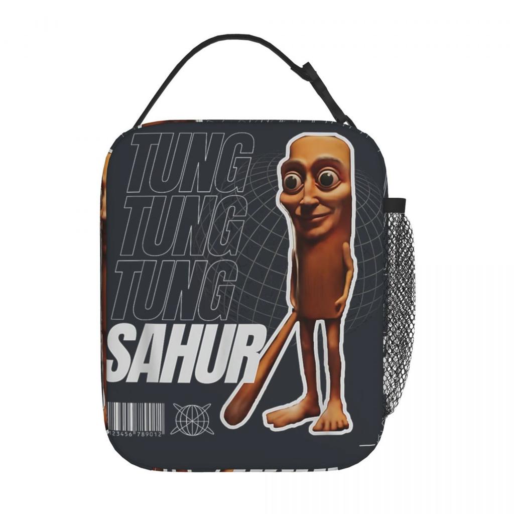 Tung Tung Sahur Funny Italian Brainrot Meme Graphic Lunch Bag Kawaii Lunch Box Picnic Convenient Tote Food Bags Print Cooler Bag