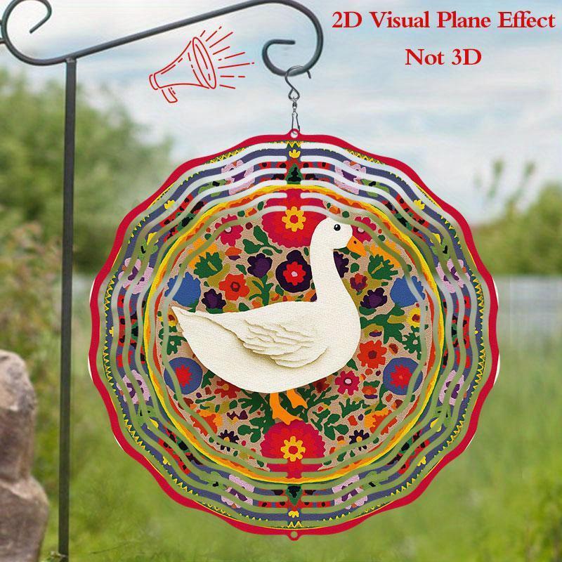 Colorful Duck Wind Spinner Metal Garden Decor with Floral Art No Electricity Needed for Indoor Outdoor Yard Patio Holiday Decoration