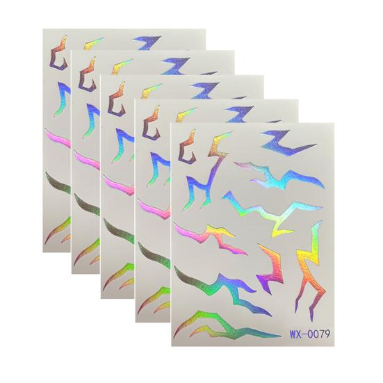 5 Sheets Holographic Lightning Tattoos Flash Temporary Stickers Full Color Body