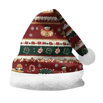2024 Plush & Velvet Double-Sided Christmas Hat for Adults & Kids with Festive Print