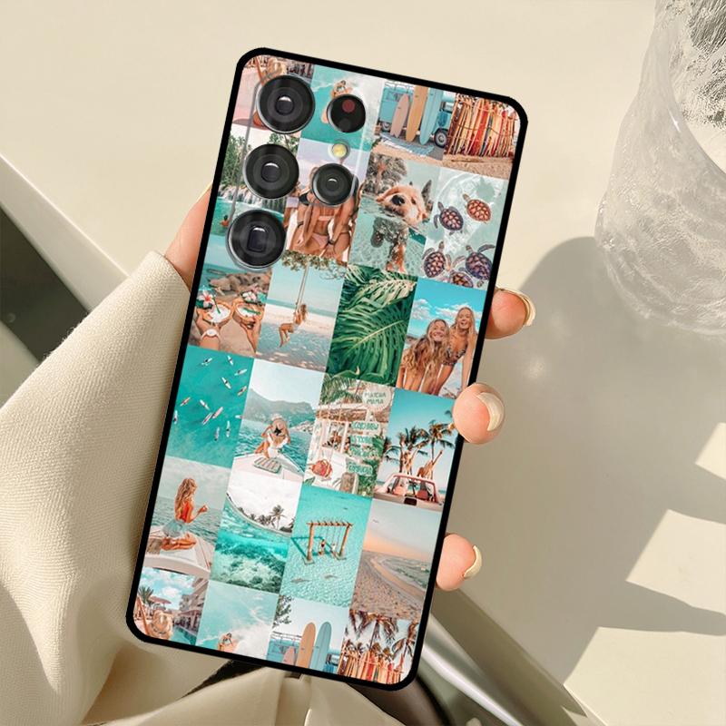 Surf Beachy Blue Summer Collage Case For Samsung Galaxy S25 Ultra S21 S22 S23 S24 Ultra S9 S10 Plus S20 FE S25 FE Back Cover