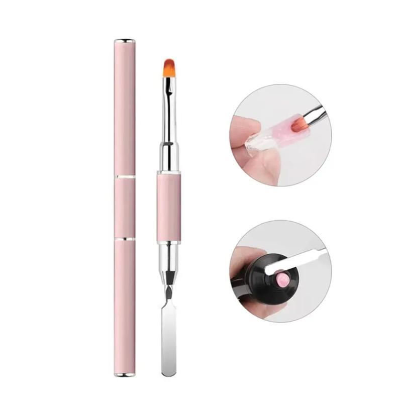 

New Gel Brush & Picker 2 in 1 Design Nail Brush and Spatula Gel Nail Brush Tool for Acrylic Nails Extension Gel; \[p рожевий